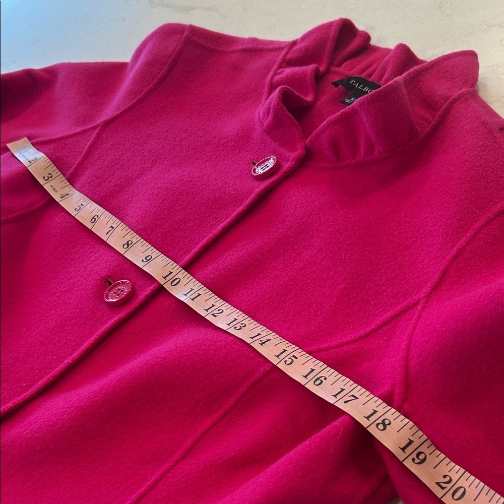 Talbots Ruffle-Neck Double-Face Jacket Pink Wool Blend Pockets Preppy 10 - Picture 8 of 14